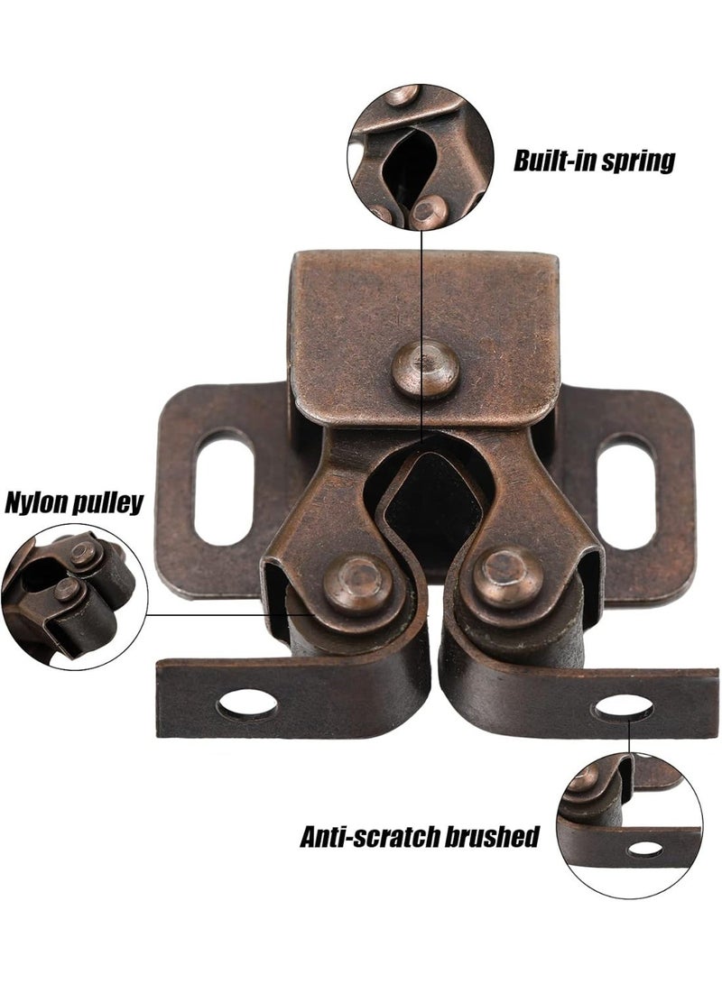 20 Pcs Cabinet Door Latch and Catch Hardware Double Roller Catch Cabinet Latches with Spear Strike for Closet Doors Kitchen (Brown Antique Copper) - Image 4